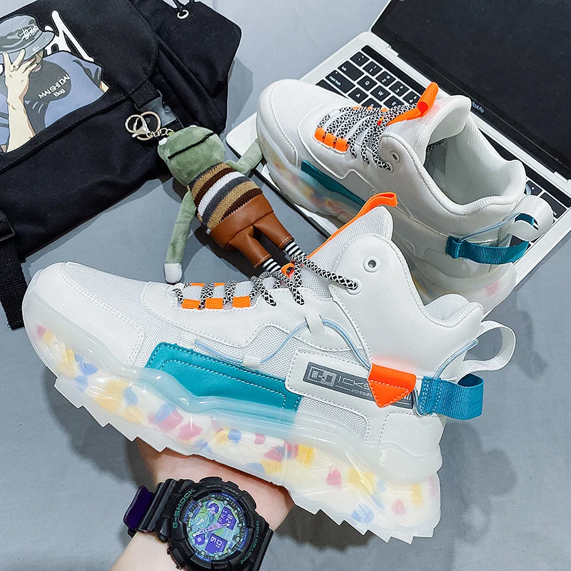 

Men Sneakers High-Top Mesh Breathable Running Sport Shoes Lightweight Soft Flying Weave Comfortable Outdoor Shoe Ready To Ship