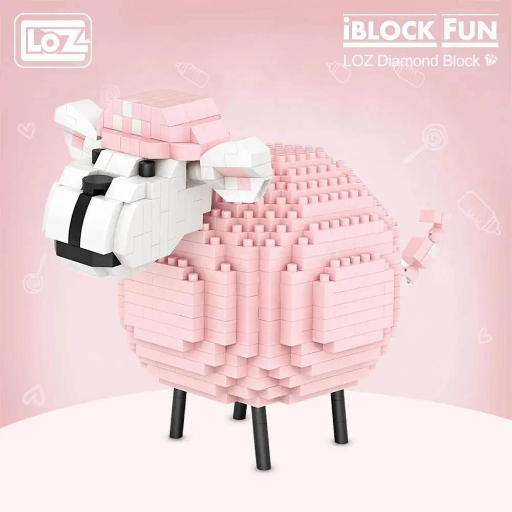 

LOZ Pink sheep Building Blocks toys Mini Diamond Blocks Bricks Toy Educational Model Toys Assemble Animal DIY Kids Gift 9234