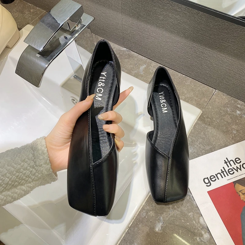 

MIYEDA Women Casual Shoes Pure Color Square Toe Low Heels Female Leisure Pumps Heels for Lady Slip-On Spring Autumn Shoe