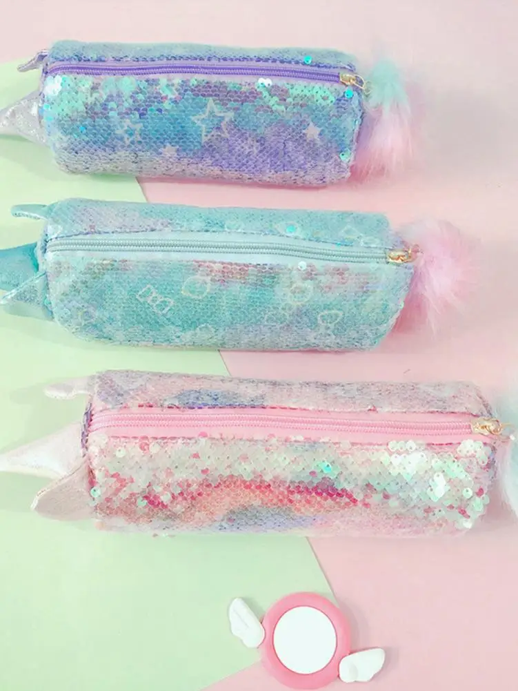 

Glitter Pencil Case Jelly pencil Bag Fashion Pencil Box Kawaii Pencils Bag Pouch Office Students Kids Supplies