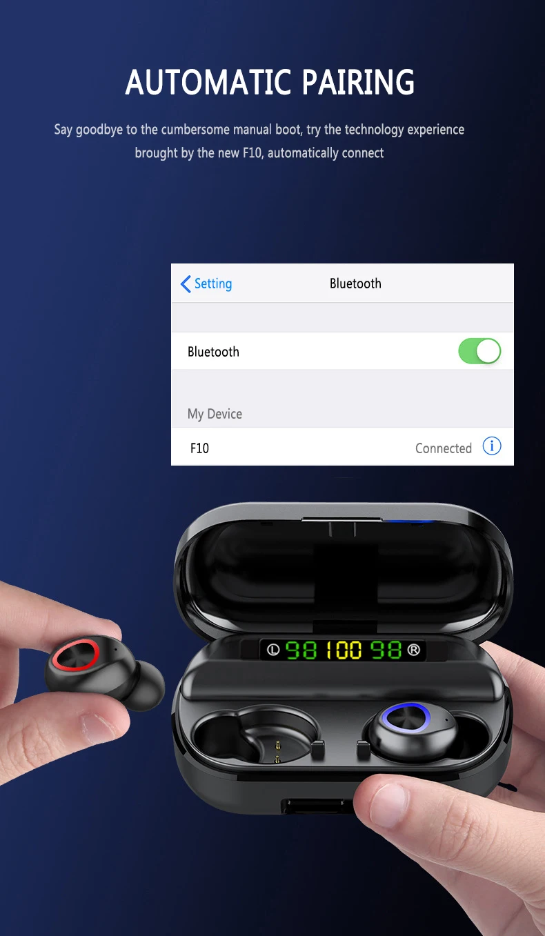 8D Беспроводные сенсорные 5 0 Bluetooth наушники со светодиодным дисплеем внешний