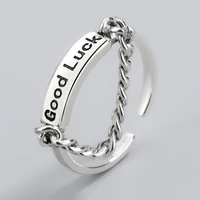 yizizai vintage open size good luck thai silver color ring link chain adjustable ring for women jewelry
