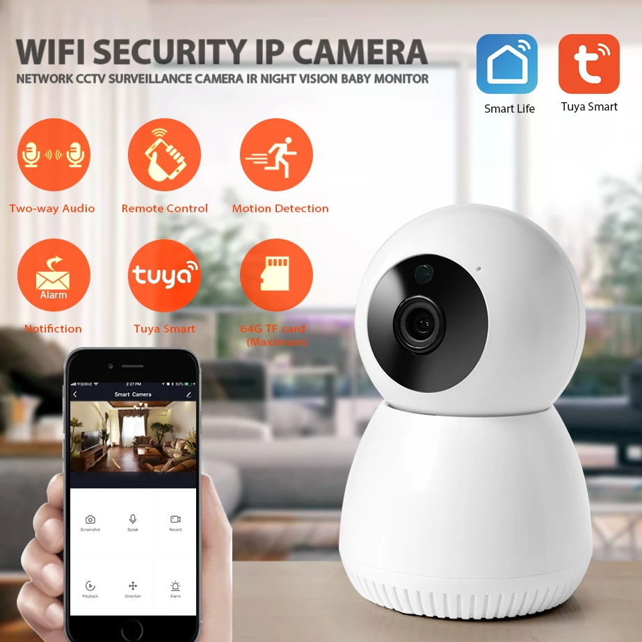 Wi-Fi ip-камера Tuya работает с Alexa Google домашняя охранная камера наблюдения ночное