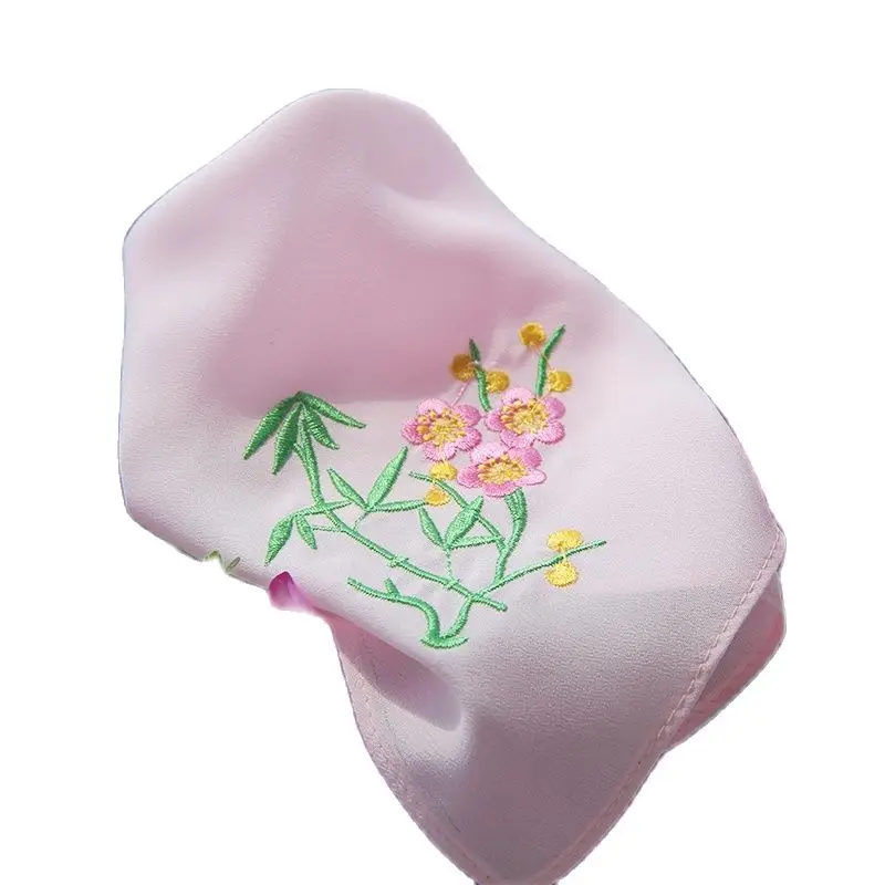 Красивый носовой платок с вышивкой квадратный Карманный цветочным рисунком