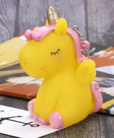 Kawaii Единорог сжимаемая игрушка ББ звук Антистресс игрушка брелок в форме куклы снятие стресса игрушка для детей девочек juguetes brinquedos - Цвет: Цвет: желтый