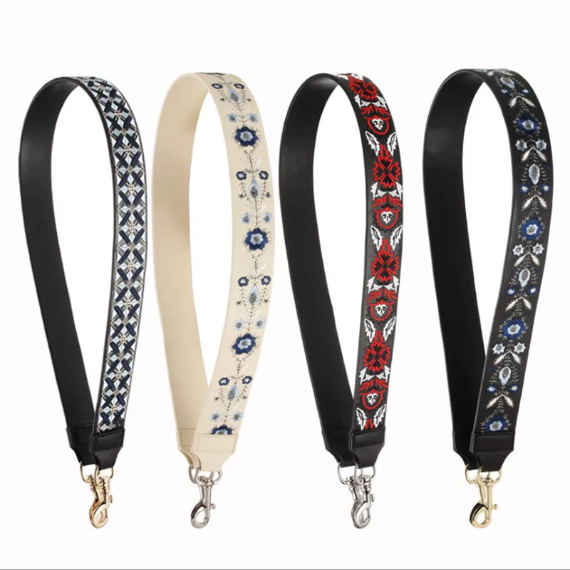 Натуральная кожа вышивка национальный широкий плечевой ремень сплошной цвет