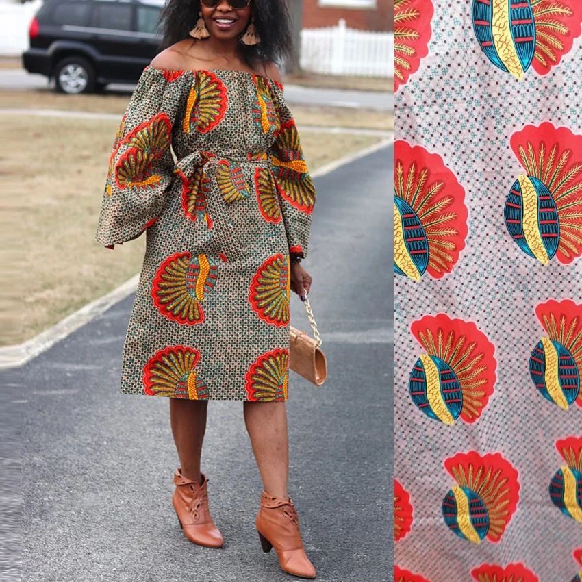 

African Fashion Dresses Women Dashiki Print Plus Size Clothes European Clothing Off Shoulder Long Sleeve Belt Maxi Loose Dress