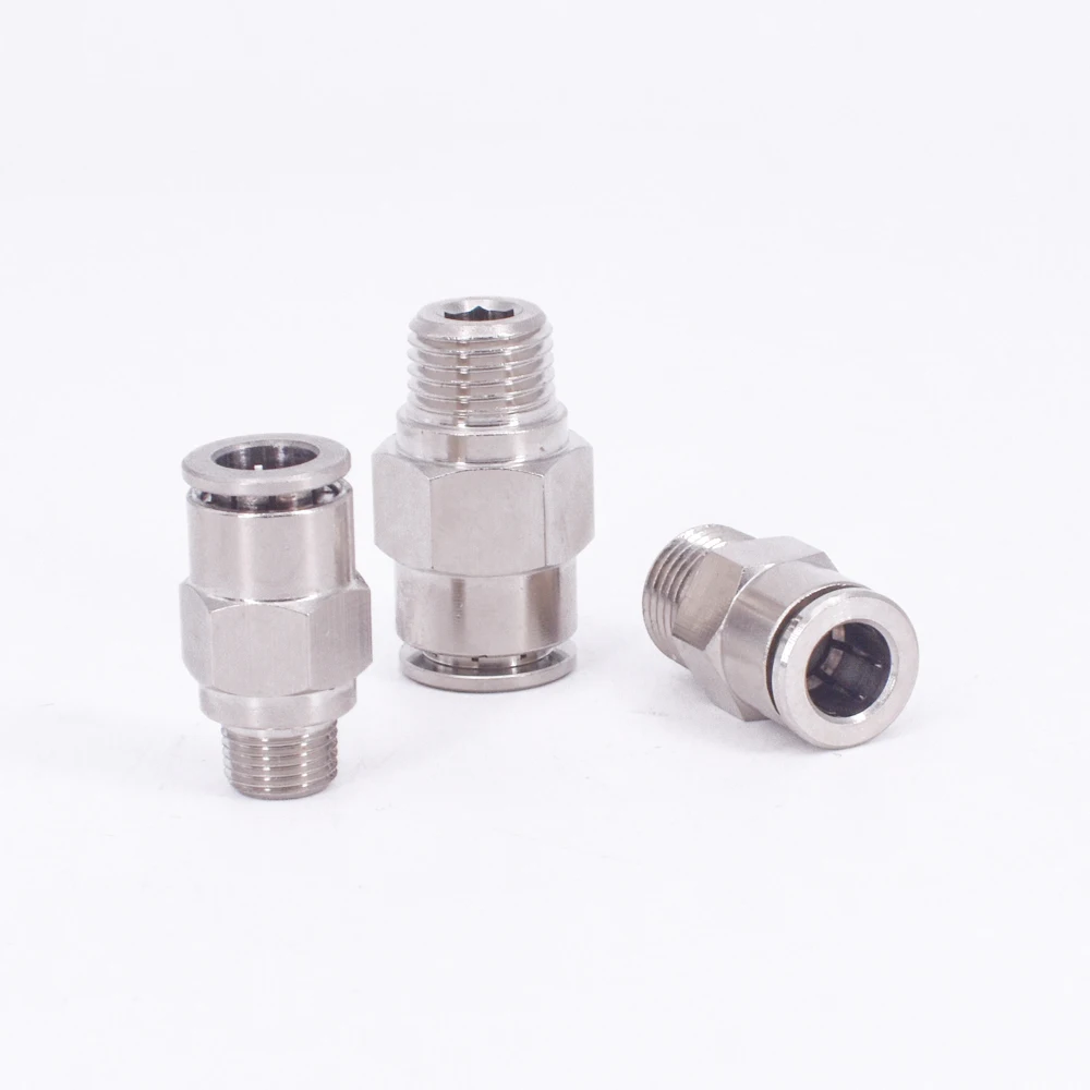 M5 1/8 &quot1/4" 3/8 &quot1/2" BSPT мужской пневматический никелированный латунный пуш ап
