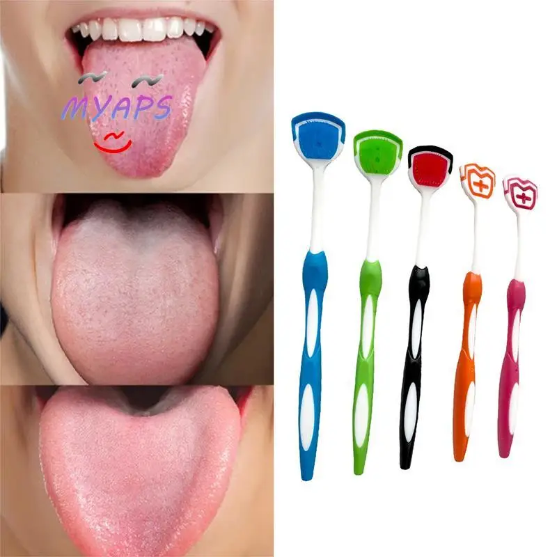 

2 Pack Silicone Tongue Scraper Non-slip Handle Tongue Soft Brush Cleaning Tongue