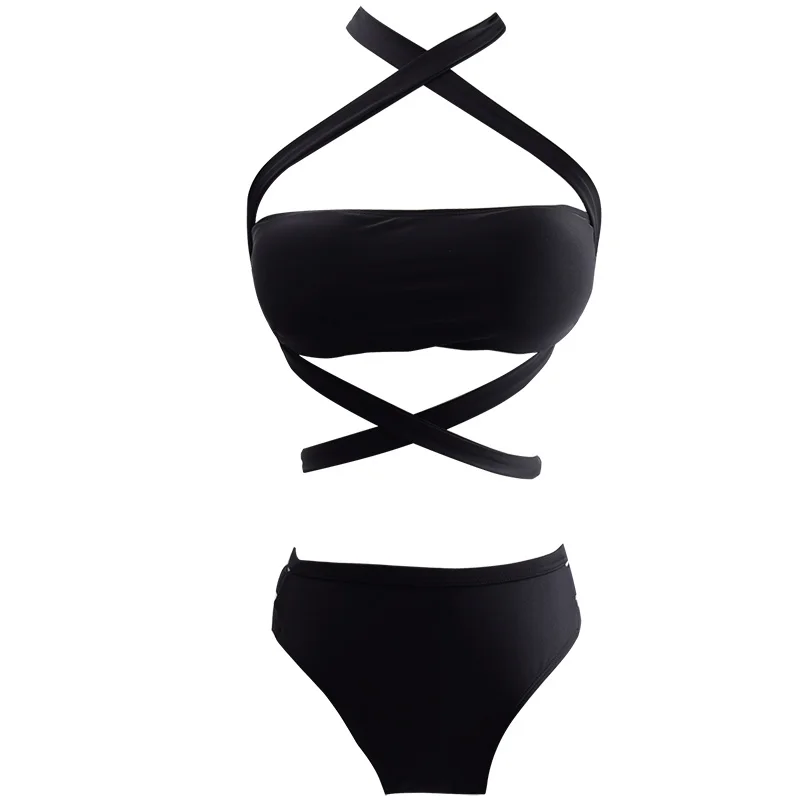 

European and American Sexy Bikinis Bikini Hot Spring Bathing Suit Slimming Big Breasts Small Breasts Gathered Cross Lacing
