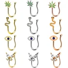 Искусственный пирсинг для носа, клипса для носа, зажим для носа с фианитами, бриллиантами, манжеты для носа, зажим для носа, не пирсинг, кольца для носа, пикантные ювелирные изделия