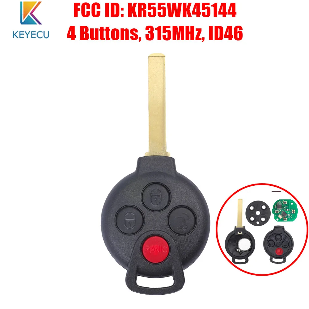 KEYECU дистанционный ключ брелок от машины 4 кнопки 315 МГц 7941 чип для Mercedes Benz MB Smart Fortwo