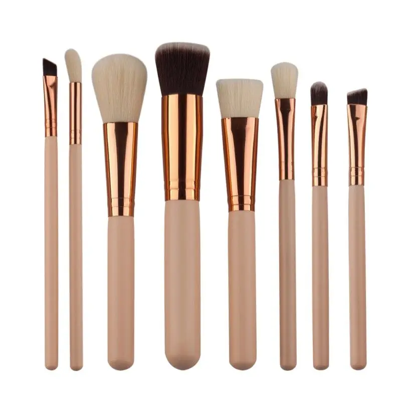 

Makeup Brushes Foundation Brush Cosmetics Eyeshadow Eyeliner Solid Highlighter Beauty Maquiagem 8pc Rose Golden Blending Pro