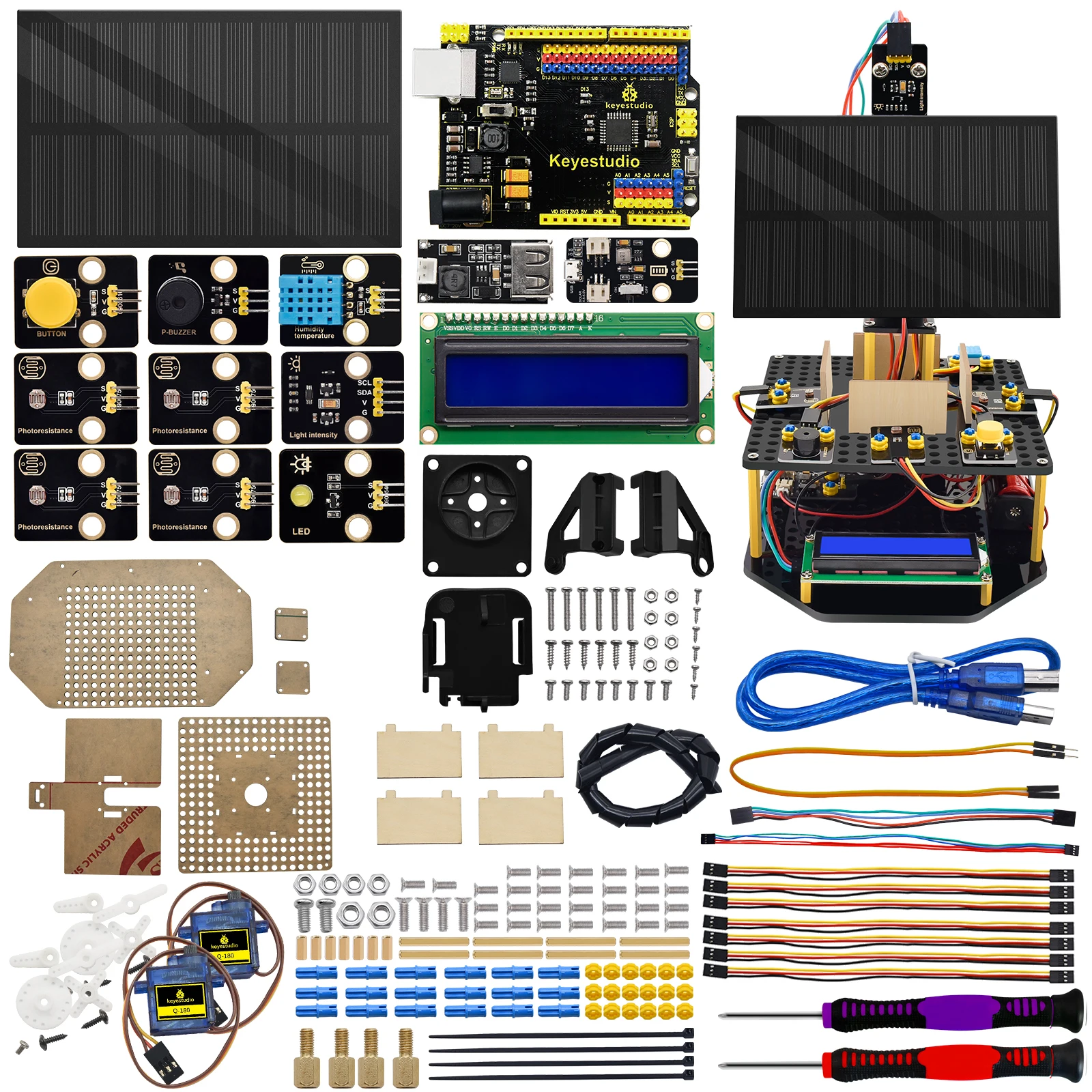 NEW Keyestudio Smart Solar Tracker System Tracking Starter Kit For Arduino STEM Programming Toys DIY For Mobile Phone Charging
