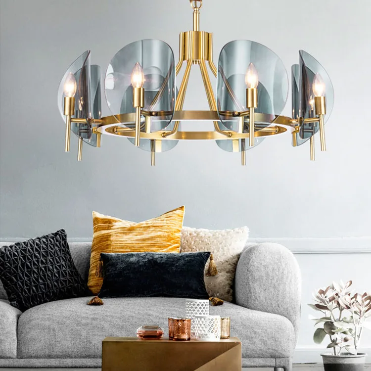 

Скандинавская современсветильник роскошная люстра из американского медного стекла в стиле пост-модерн, для гостиной, столовой, спальни, пр...