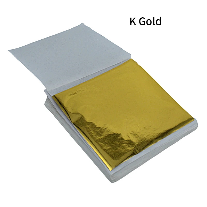 100 листов 8x8,5 см Тайваньского блестящего красочного имитационного золота для золочения мебели, линий на стенах, ремесел и украшений, листовой фольги.