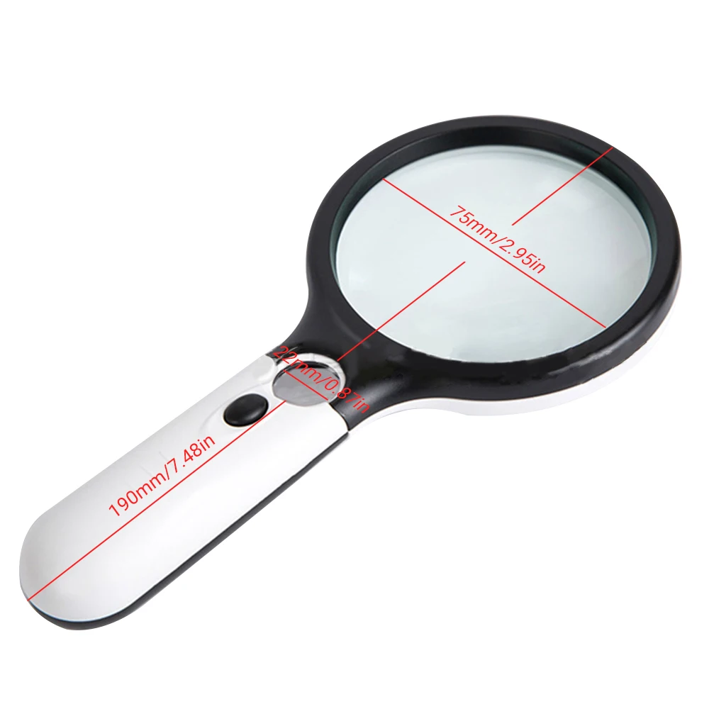 

Handheld Magnifying Glass with 3 LED Illuminated Magnifier 3X 45X Microscope Lens Jewelry Watch Loupe Magnifier