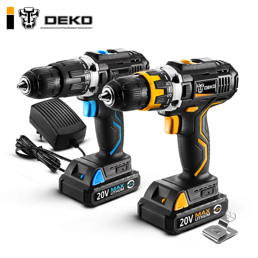 DEKO GCD20DU серия 20V Max DC литий ионный аккумулятор 13 мм 2 скорости Электрическая