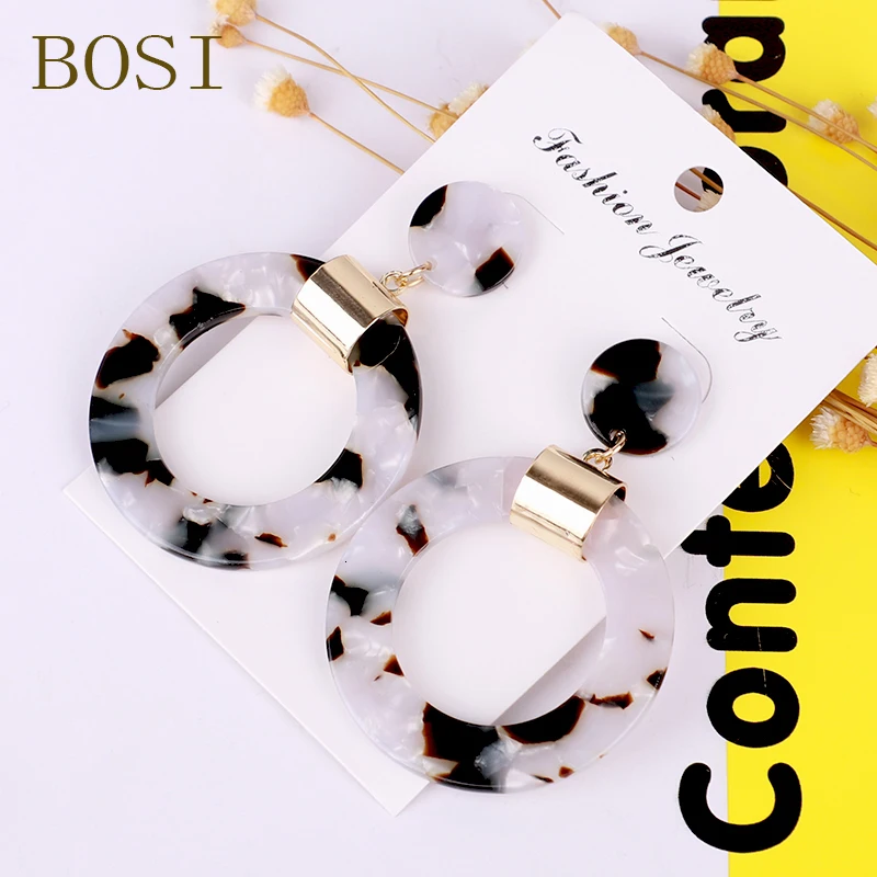 Серьги для женщин, акриловые, Boho, ацетат, висячие серьги, модные, большие, богемные, аксессуары, геометрические, Роскошные, трендовые, для лица