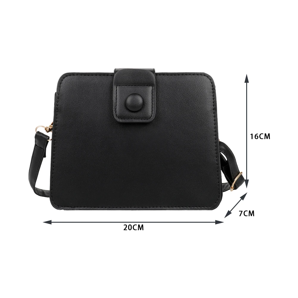 

Simple Women Solid Color Hasp Shoulder Handbag Casual PU Leather Crossbody Bag Portable Female Square Shape Travel Shopping Tote