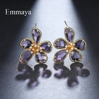 emmaya female fashion flower modelling earring with cubic zircon muliticolor choice elegant jewelry in wedding party