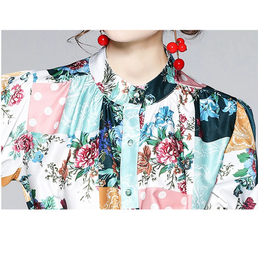 

Spring Autumn Long Sleeve Shirt Tops Women Puff Sleeve Designer Runway Shirts European Fashion Casual Vintage Blusa Feminina