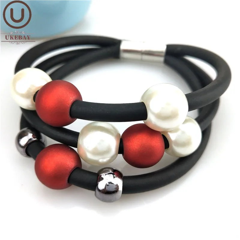 

UKEBAY 2020 New Fashion Pearl Bracelet Women Charm Bangles Soft Rubber Bracelets Handmade Designer Bohemia Hand Chains Wholesale