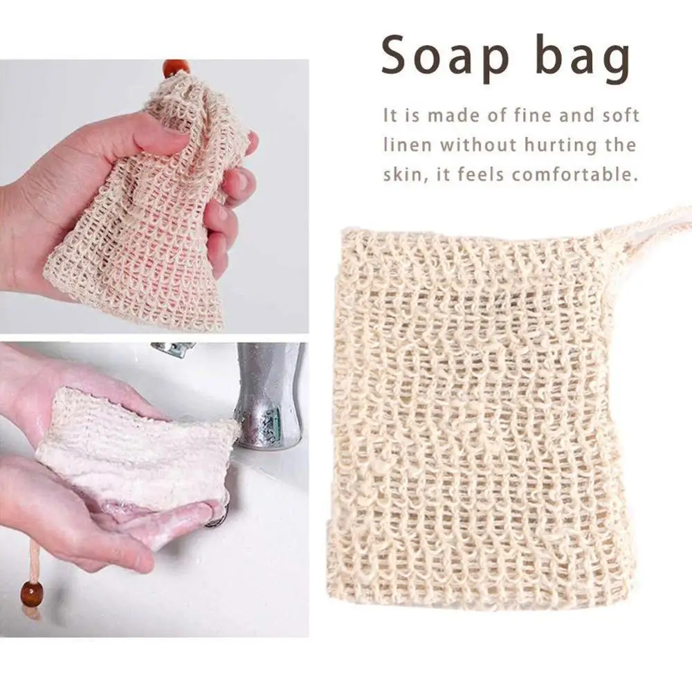 

5pcs Natural Exfoliating Soap Bags Handmade Sisal Soap Bags Natural Sisal Soap Saver Pouch Holder Bath Soap Holder Bags