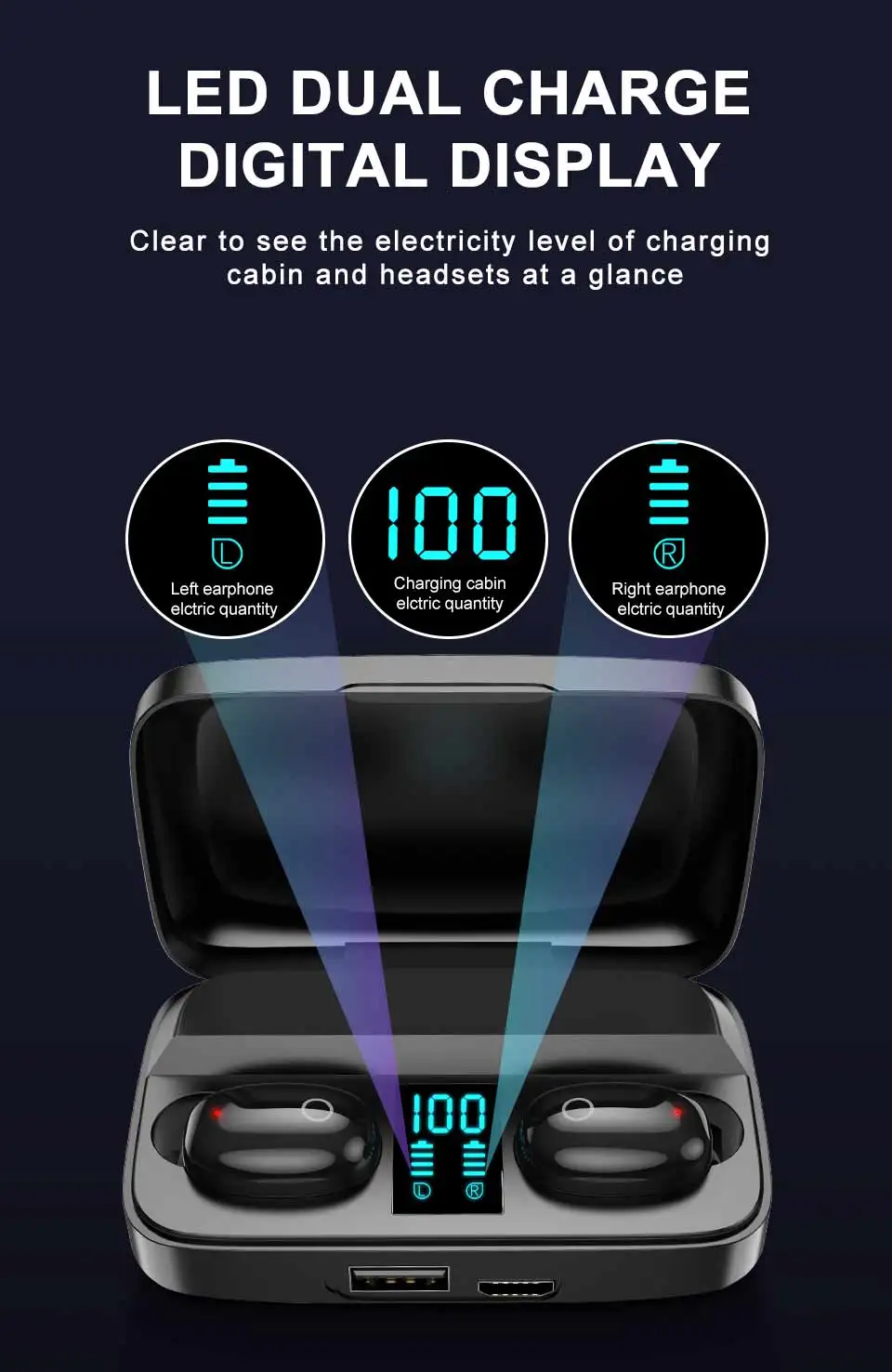 AWI W2S беспроводные наушники Bluetooth 5,0 TWS гарнитура светодиодный дисплей с 1800 мАч Внешний аккумулятор Наушники Hi-Fi стерео спортивные наушники