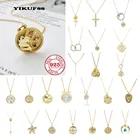 YIKUF88 2021 новые 27 стилей S925 стерлингового серебра ожерелье для женщин круглый портрет абстрактный цветок с рисунком 