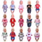 Одежда для кукол, пижамы, 2 шт.компл., ночные рубашки для 18-дюймовых американских и 43 см, для новорожденных, аксессуары для кукол, игрушки для девочек