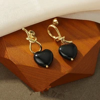 fashion girl black heart earrings for women vintage contracted light luxury black heart shaped stud earrings jewelry earring