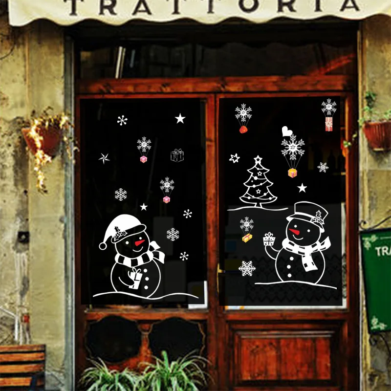 Christmas Santa Claus Wall Stickers Elk Window Glass Art Design for Kids Room Home Decoration Decals Shop Showcase | Дом и сад