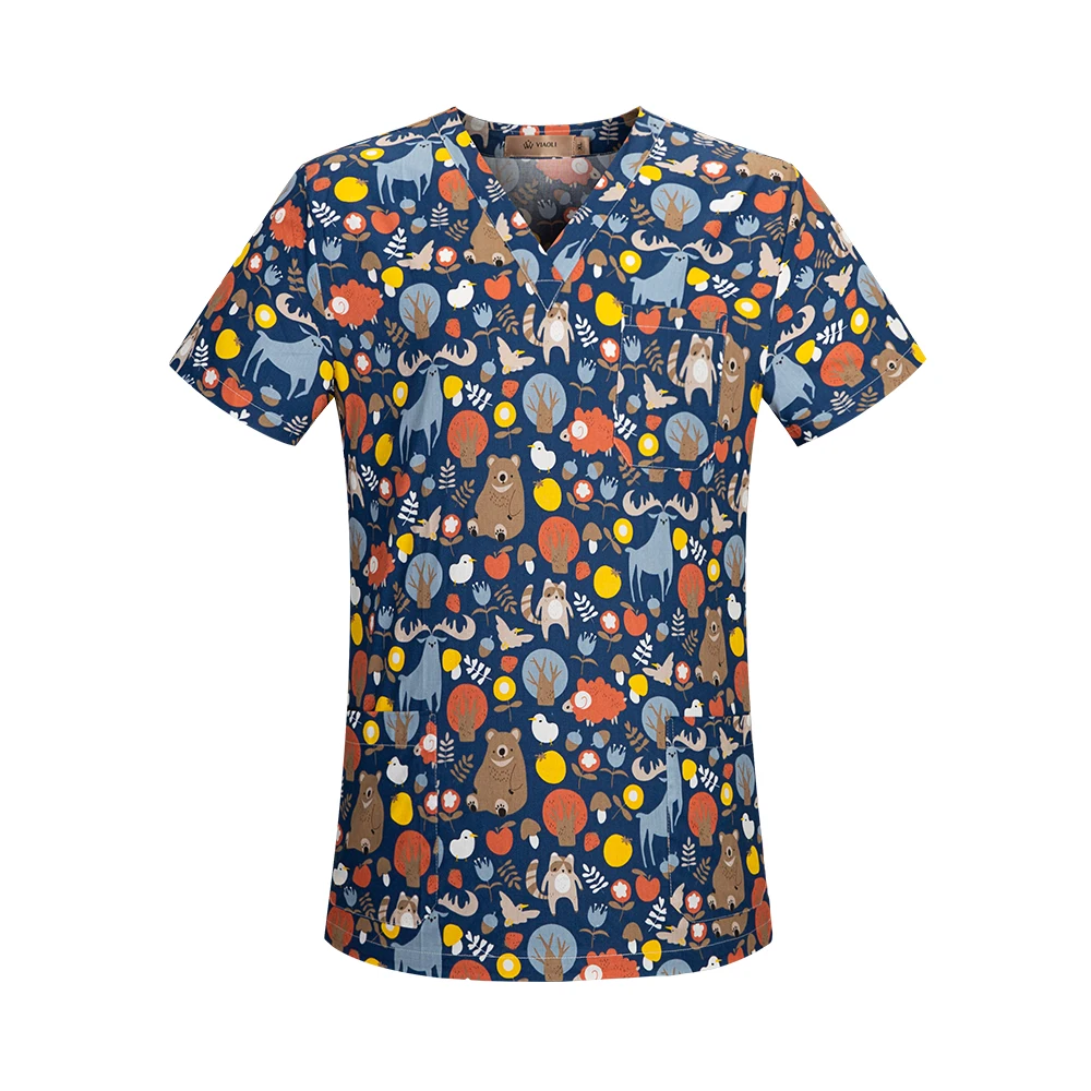 Рубашка с V-образным вырезом для униформа салонов красоты домашних животных