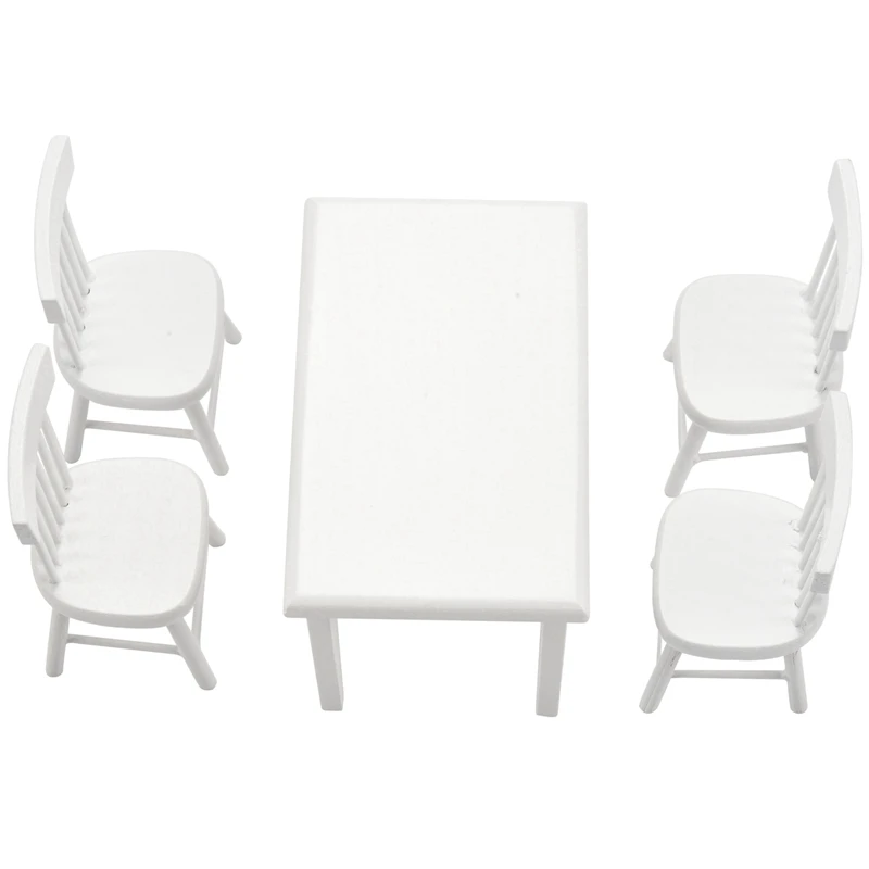 

5 piece Model table chair a Manger Set Furniture Doll House Miniature White 1 / 12