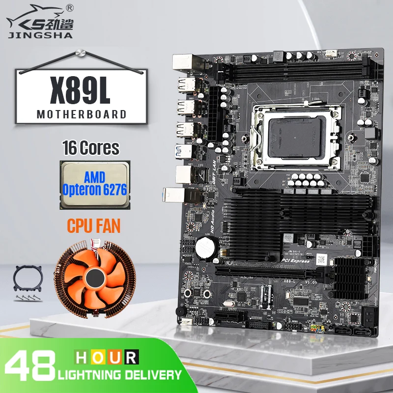JINGSHA X89L AMD G34 Чипсет материнская плата DDR3 двухканальный с Opteron 6276 16 ядерный