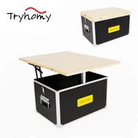 tryhomy 55l portable folding camping kitchen outdoor cooking table aluminum car camp tableware cookware storage box table new