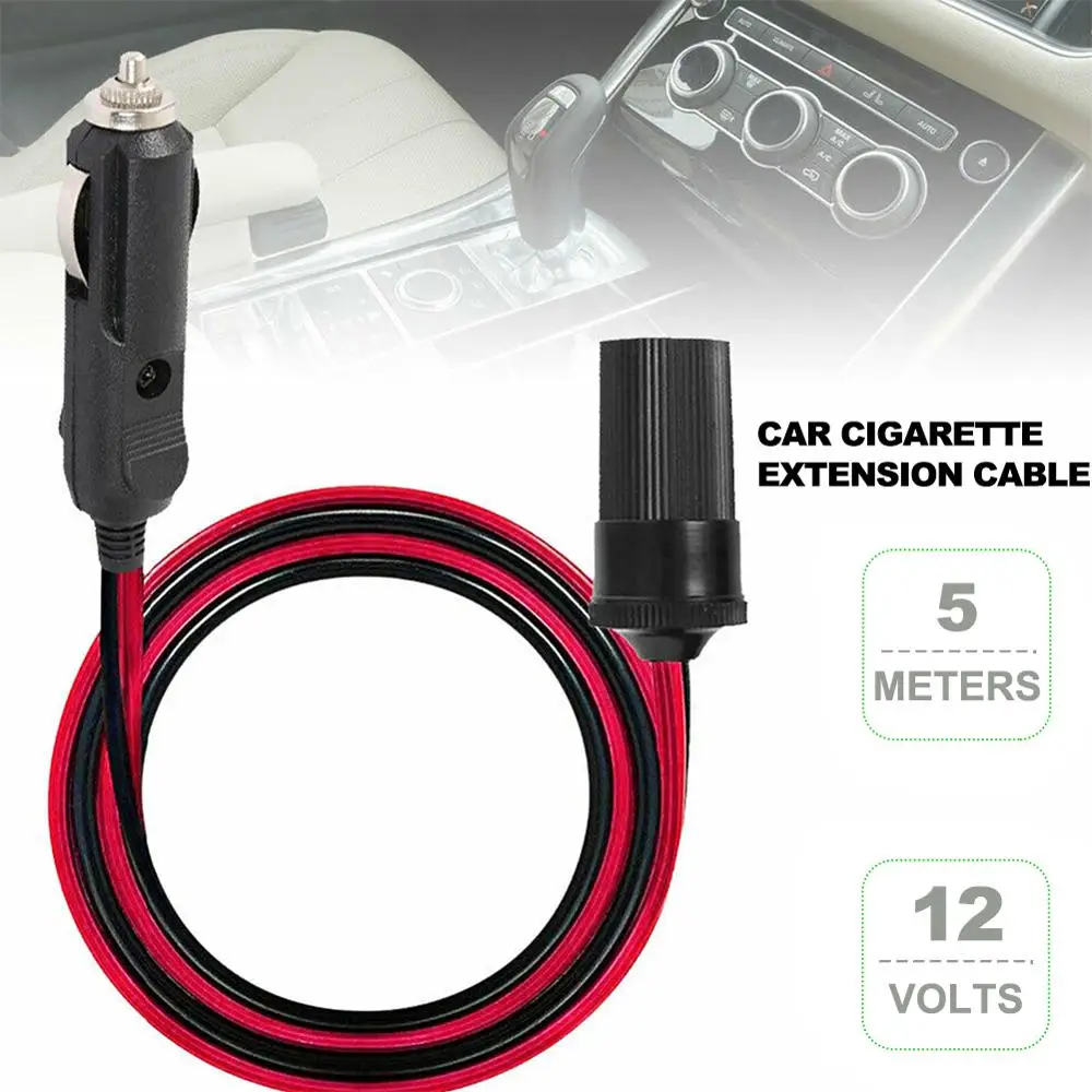

5M Car Cigarette Lighter Socket Extension Cable Heavy Duty 12v Cigarette Lighter Extension Cable Car Power Plug Socket Adapter