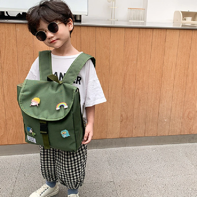 Baby Kindergarten Schoolbag Cute Cartoon Badge Personality Flip Small Primary School Backpack Children Backpack for Girls Boys