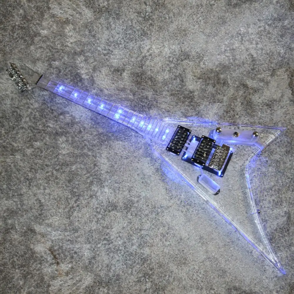 

good quality acrylic electric guitar with led light free shipping