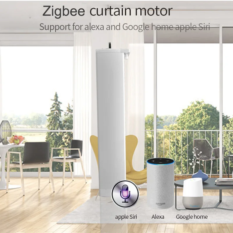 Zigbee Смарт штор с трека совместимый Alexa Echo Google Home Управление через tuya Smart home