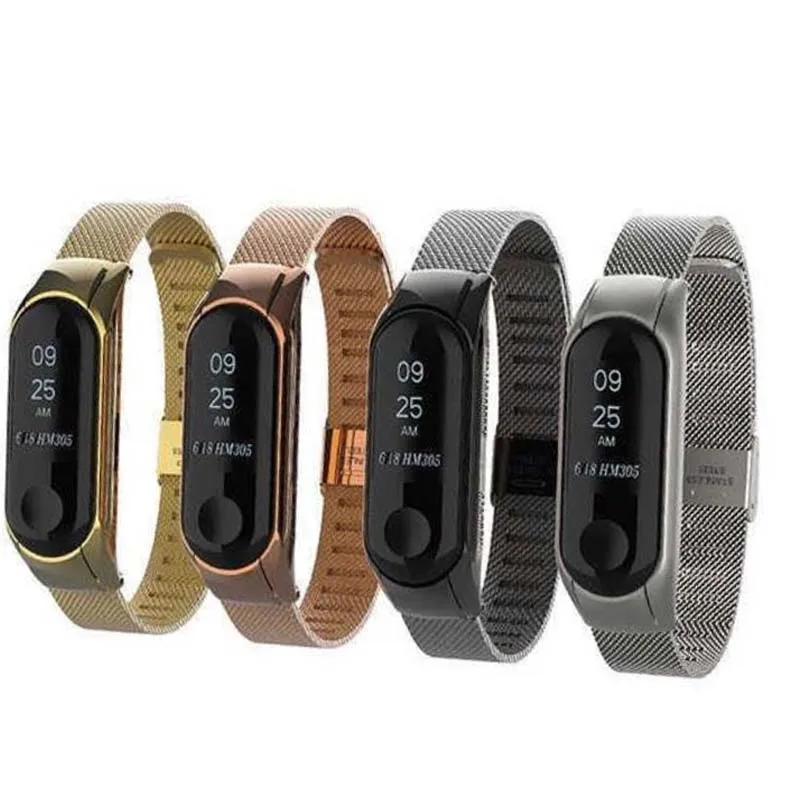 Металлический ремешок из нержавеющей стали без винтов для Mi band 5 6 Band 2 3 4