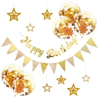 1 set happy birthday letter banner confetti balloons five pointed star bunting garland flags baby shower birthday party decorati