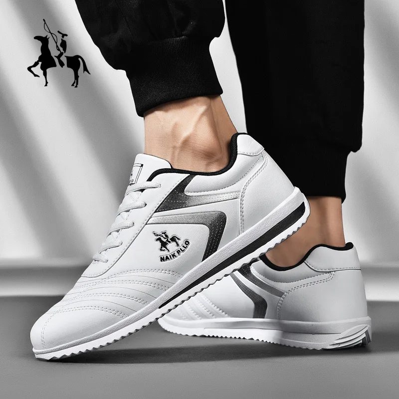 Мужские повседневные кожаные кроссовки простая Стильная Спортивная легкая