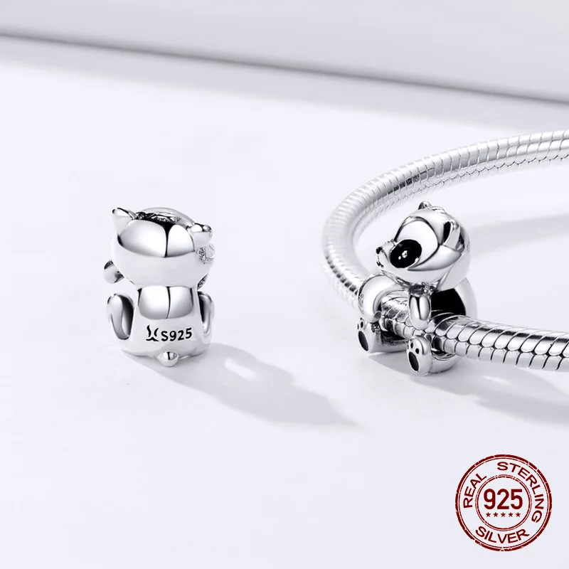 Женский браслет из серебра 925 пробы с бусинами в виде панды | Украшения и