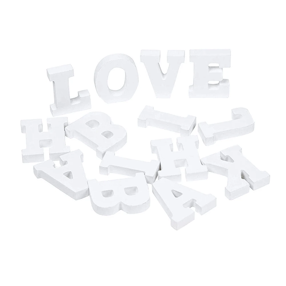 

1pc Diy Wood Wooden Letters White Alphabet Word Wedding Birthday Party Home Decorations Personalised Name Design Decoration