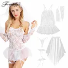 5 шт., женское нижнее белье, свадебное нарядное платье, сексуальный кружевной наряд, Белая невеста, блестящая сетка, стринги, кружевной комплект нижнего белья