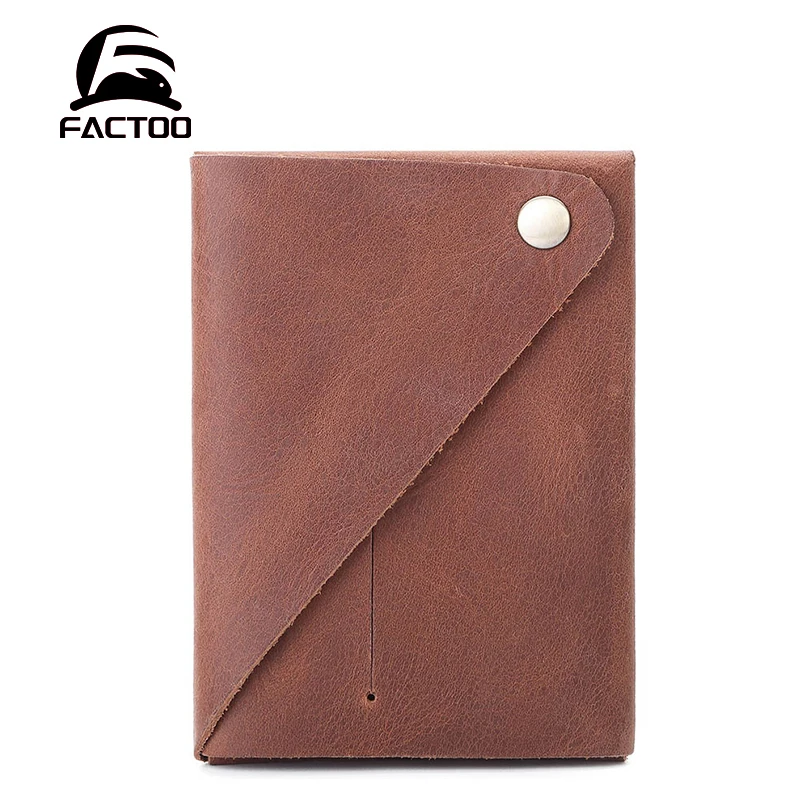 

FACTOO New Men's Thin Wallet Leather Cowhide Coin Purse Retro Card Case Classic Money Bag Fashion Pocket Bag