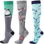 Носки компрессионные для мужчин и женщин, носки компрессионные с принтом панды для бега, медицины, отеков, диабета, варикозного расширения вен