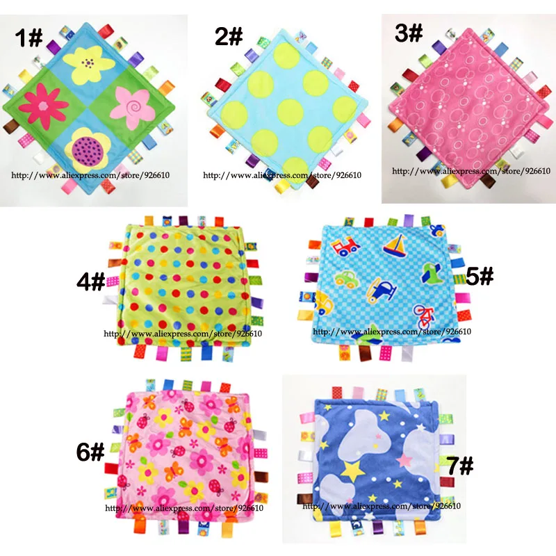 50pcs New Arrival 7Style Baby towels 30cm Baby Comforting Taggies Blanket Soft Square Plush Baby Appease Towel Baby Toys